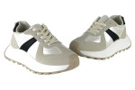 Γυναικεία Ασημί Μεταλιζε Sneakers Δίσολα Με Κορδόνια Και Μαύρες Λεπτομέρειες