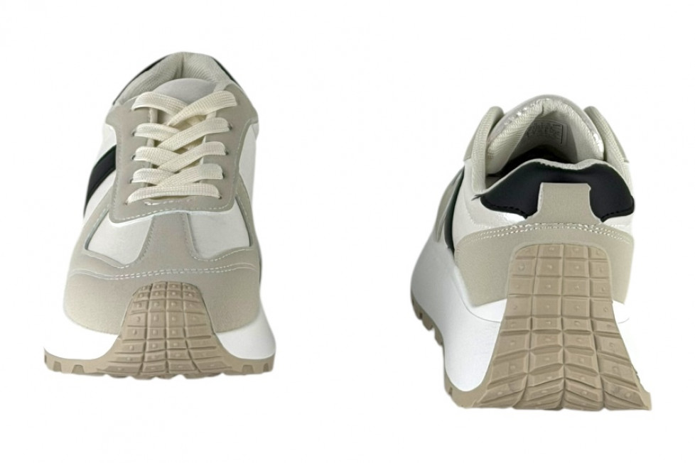 Γυναικεία Ασημί Μεταλιζε Sneakers Δίσολα Με Κορδόνια Και Μαύρες Λεπτομέρειες