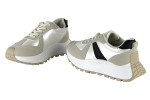 Γυναικεία Ασημί Μεταλιζε Sneakers Δίσολα Με Κορδόνια Και Μαύρες Λεπτομέρειες