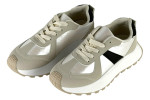 Γυναικεία Ασημί Μεταλιζε Sneakers Δίσολα Με Κορδόνια Και Μαύρες Λεπτομέρειες