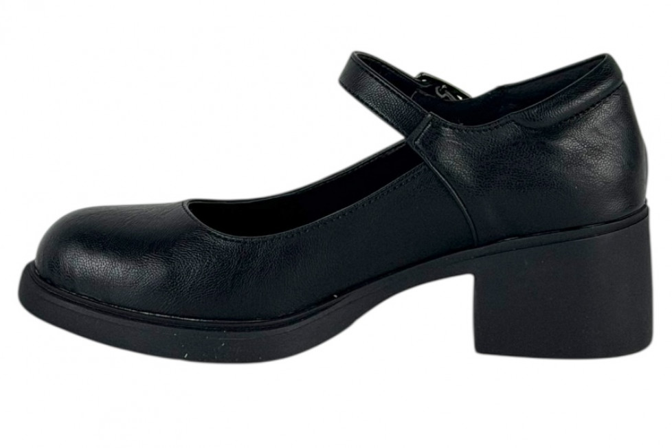 Γυναικεία Μαύρα Loafers Με Μπαρέτα Και Χοντρό Τακούνι 