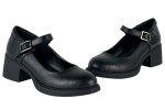 Γυναικεία Μαύρα Loafers Με Μπαρέτα Και Χοντρό Τακούνι 