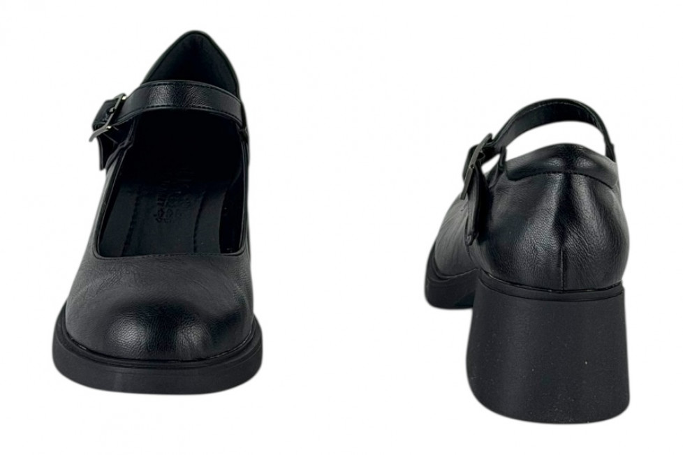 Γυναικεία Μαύρα Loafers Με Μπαρέτα Και Χοντρό Τακούνι 