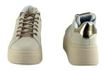 Γυναικεία Μπεζ Sneakers Δίσολα Με Strass Κορδόνια