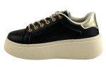 Γυναικεία Mαύρα Sneakers Δίσολα Με Strass Κορδόνια