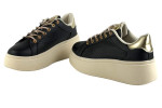 Γυναικεία Mαύρα Sneakers Δίσολα Με Strass Κορδόνια