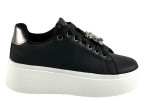 Γυναικεία Mαύρα Sneakers Δίσολα Με Αποσπώμενο Αξεσουάρ Στα Κορδόνια