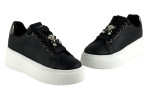 Γυναικεία Mαύρα Sneakers Δίσολα Με Αποσπώμενο Αξεσουάρ Στα Κορδόνια