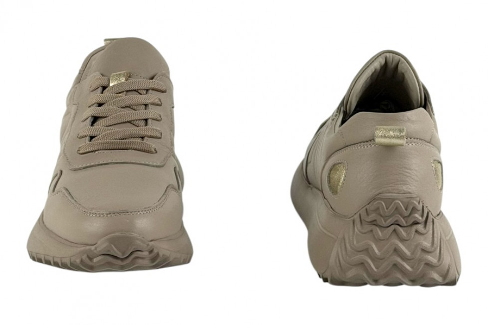Δερμάτινα Ανατομικά Γυναικεία Γκρι Sneakers Με Κορδόνια 