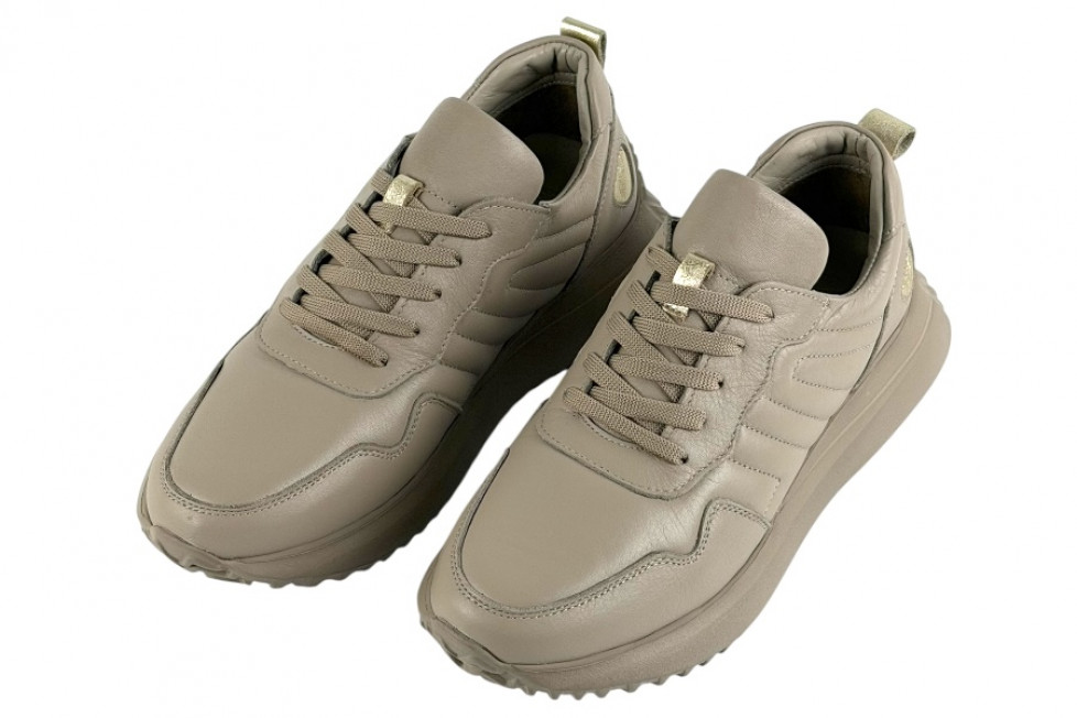 Δερμάτινα Ανατομικά Γυναικεία Γκρι Sneakers Με Κορδόνια 