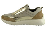 Δερμάτινα Ανατομικά Γυναικεία Μπεζ Sneakers Με Κορδόνια 