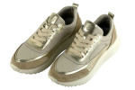 Δερμάτινα Ανατομικά Γυναικεία Μπεζ Sneakers Με Κορδόνια 