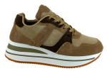 Γυναικεία Mπεζ Sneakers Με Ψηλή Σόλα Και Καφέ Λεπτομέρειες
