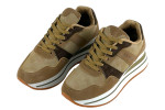 Γυναικεία Mπεζ Sneakers Με Ψηλή Σόλα Και Καφέ Λεπτομέρειες