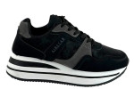 Γυναικεία Mαύρα Sneakers Με Ψηλή Σόλα Και Γκρι Λεπτομέρειες