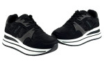 Γυναικεία Mαύρα Sneakers Με Ψηλή Σόλα Και Γκρι Λεπτομέρειες