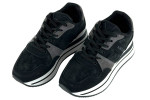 Γυναικεία Mαύρα Sneakers Με Ψηλή Σόλα Και Γκρι Λεπτομέρειες