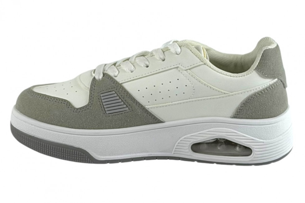 Γυναικεία Λευκά Sneakers Με Αερόσολα Και Γκρι Λεπτομέρειες