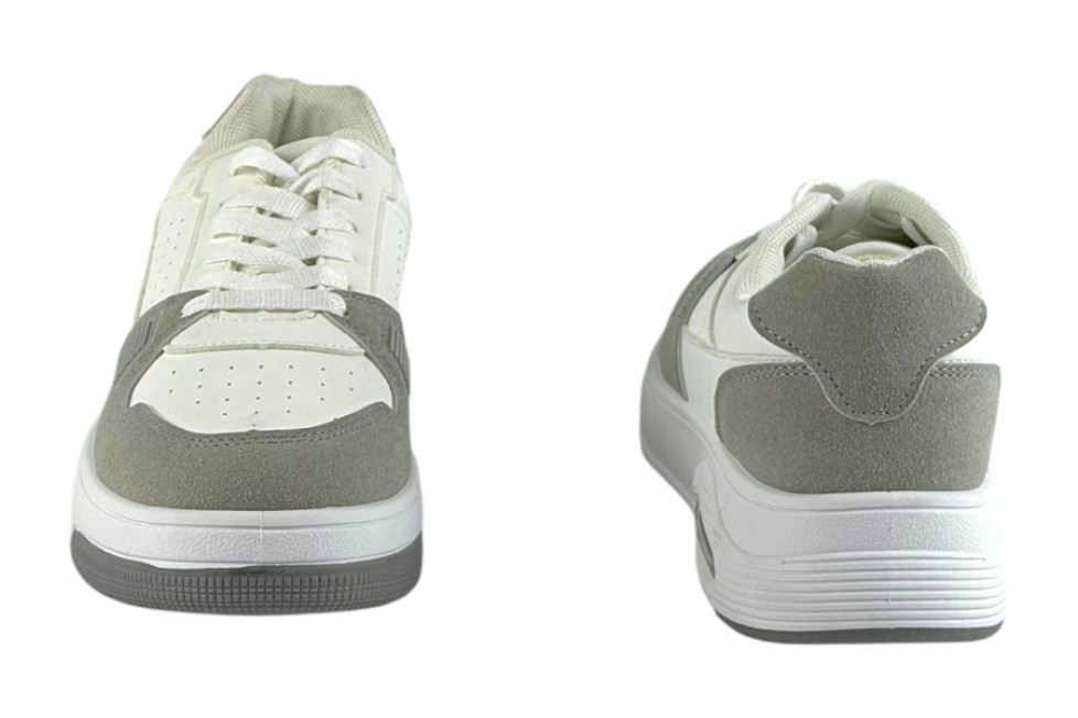 Γυναικεία Λευκά Sneakers Με Αερόσολα Και Γκρι Λεπτομέρειες