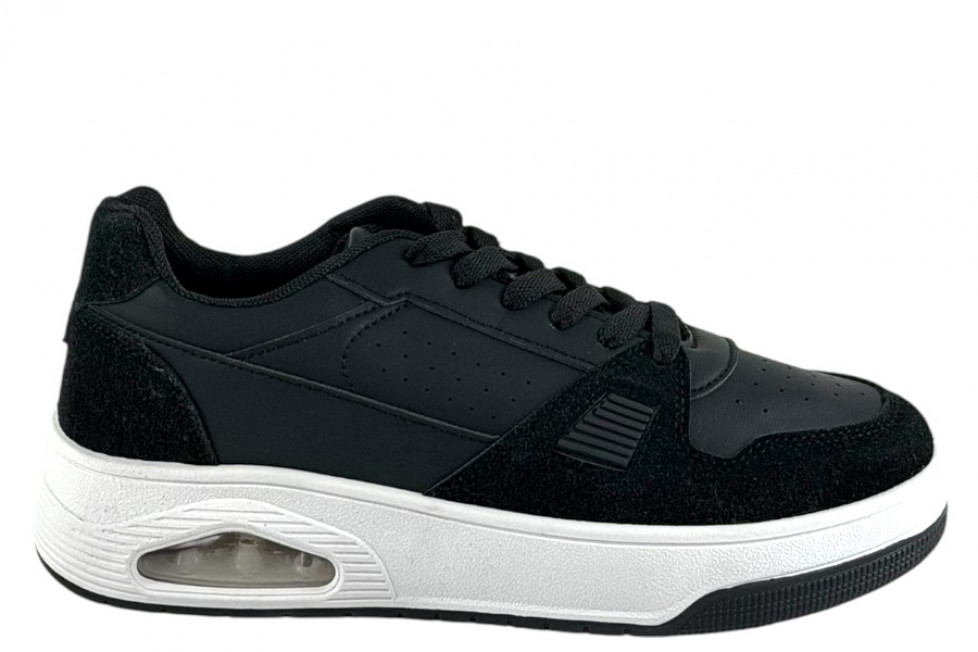 Γυναικεία Mαύρα Sneakers Με Αερόσολα Και Κορδόνια 
