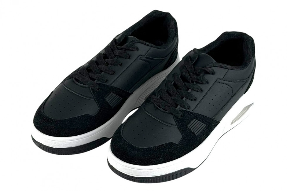 Γυναικεία Mαύρα Sneakers Με Αερόσολα Και Κορδόνια 